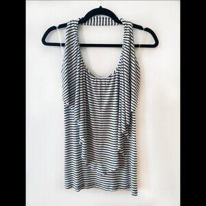 Black & White Stripe Layered Halter Top
